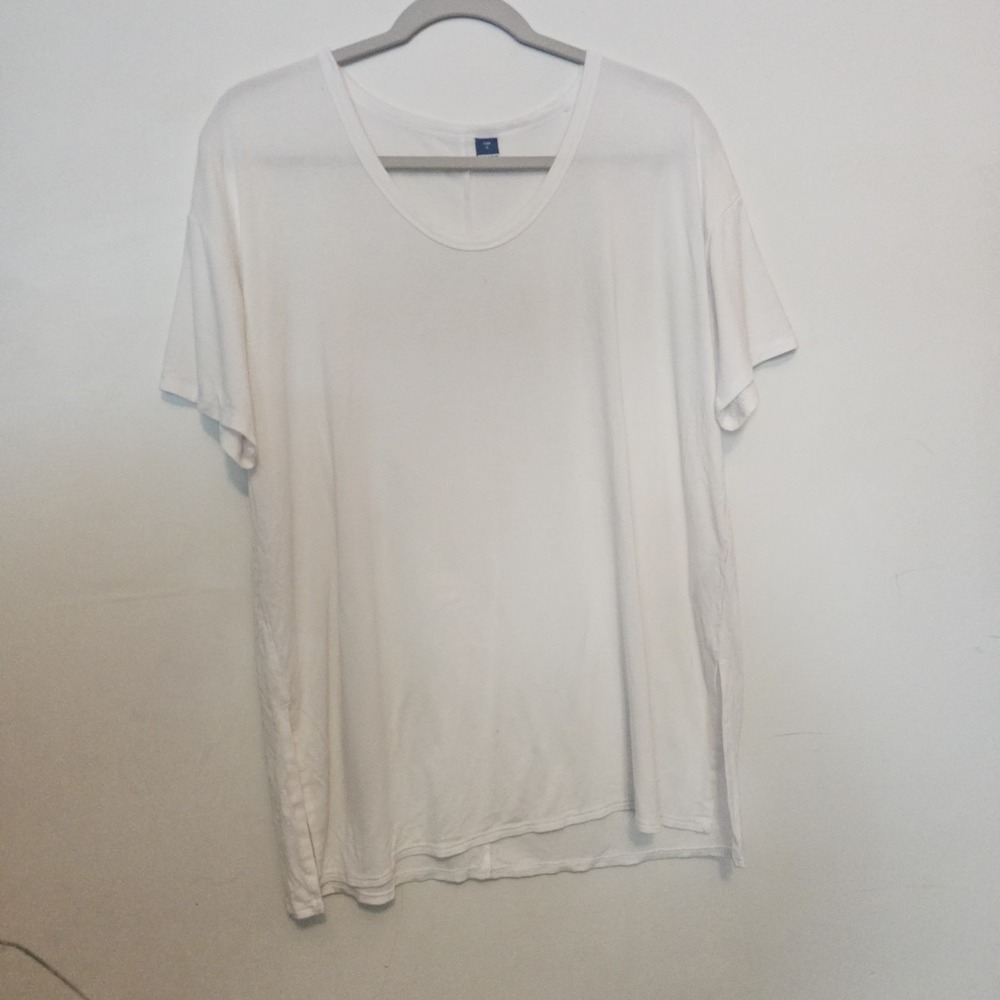 Old Navy Shirt Womens Small White Stretch Crewneck Short Sleeve Soft Tee Preppy